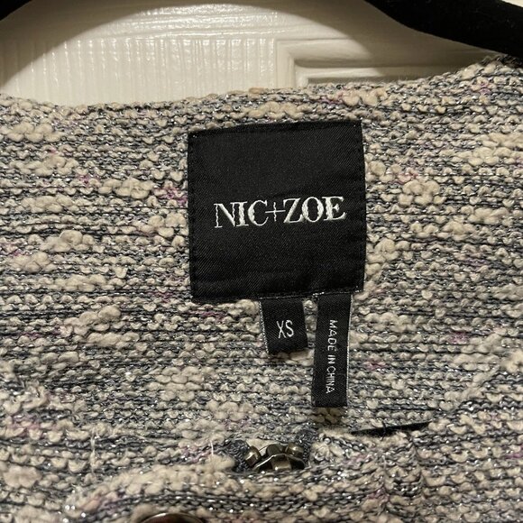 NIC+ZOE Beige/Silver/Gray  "The Ritz" Metallic Tweed Jacket Sz XS MSRP$188 - Picture 4 of 8